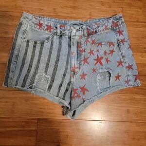 Birds of Prey Stars and Stripes Denim Shorts Size M (29/30)